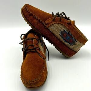 MINNETONKA EL PASO ll AZTEC DESIGN WOMEN BOOT SIZE 6 BROWN SUEDE